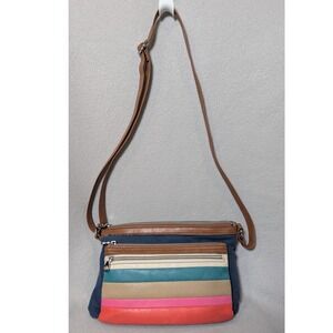 Relic Multi Color‎ Stripe Denim Crossbody Bag Shoulder Purse